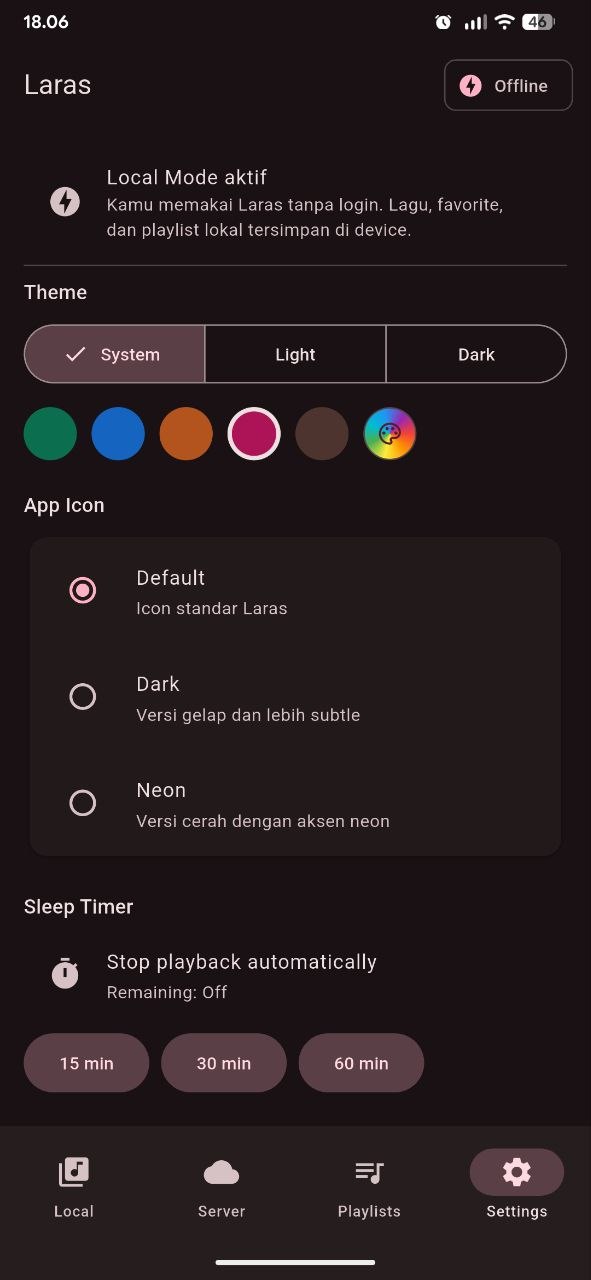 Theme & sleep timer